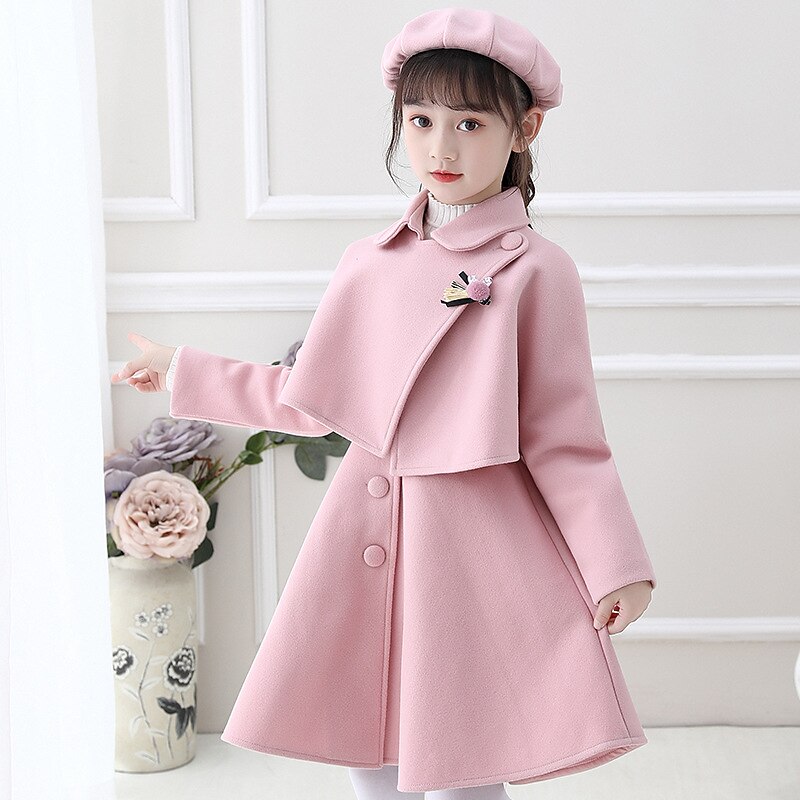 Girls' 3D Plain Coat Long Sleeve Fall Winter Cute Adorable Kids 3-12 Years Daily Regular Fit4
