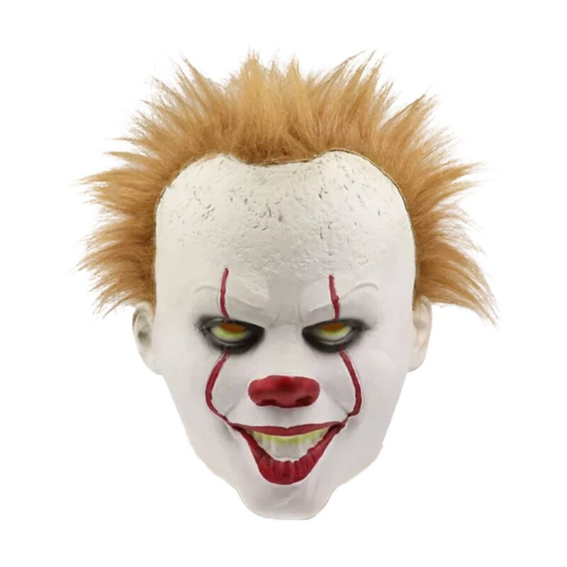 Luminescent Stephen King's It Mask Pennywise Horror Clown Joker Mask Clown Mask Festival Cosplay Costume Props(7.8"*9.8"*9.8") for Halloween3