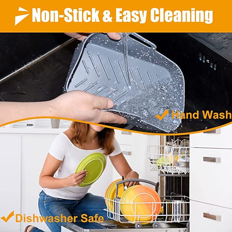 1pc Air Fryer Basket, Air Fryer Silicone Pot, Air Fryer, Oven Liner with Handles, Fryer, Ovens, Microwaves, Dishwasher Safe4