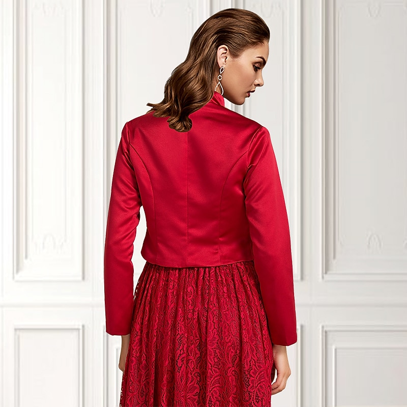 Solid Coats / Jackets Satin Wedding / Party Evening / Casual Wedding Guest Wraps / Bolero With Draping / Solid dress to impress2