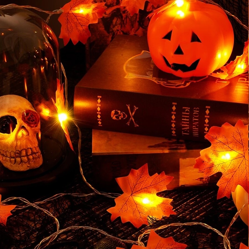 Maple Leaf String Lights Fall Decoration Fall Garland Lights 3m 20LEDs Battery Operated for Outdoor Home Thanksgiving/Halloween Party Decoration2