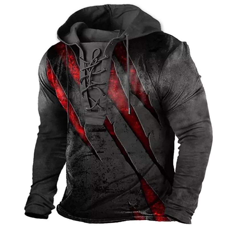 Men's Color Block Gothic Horror Graphic Prints Hoodie Hoodies Sweatshirt Streetwear Designer Long Sleeve Hooded Casual Daily Sports Black White Lace up Print Spring &  Fall Designer