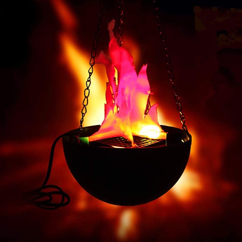 Halloween Lights LED Fake Fire Flame Light 3D Flickering Fire Flame Electronic Flame Night Light Prop Simulated Flame Lamp Prop for Halloween Christmas Indoor Party Decoration US Plug