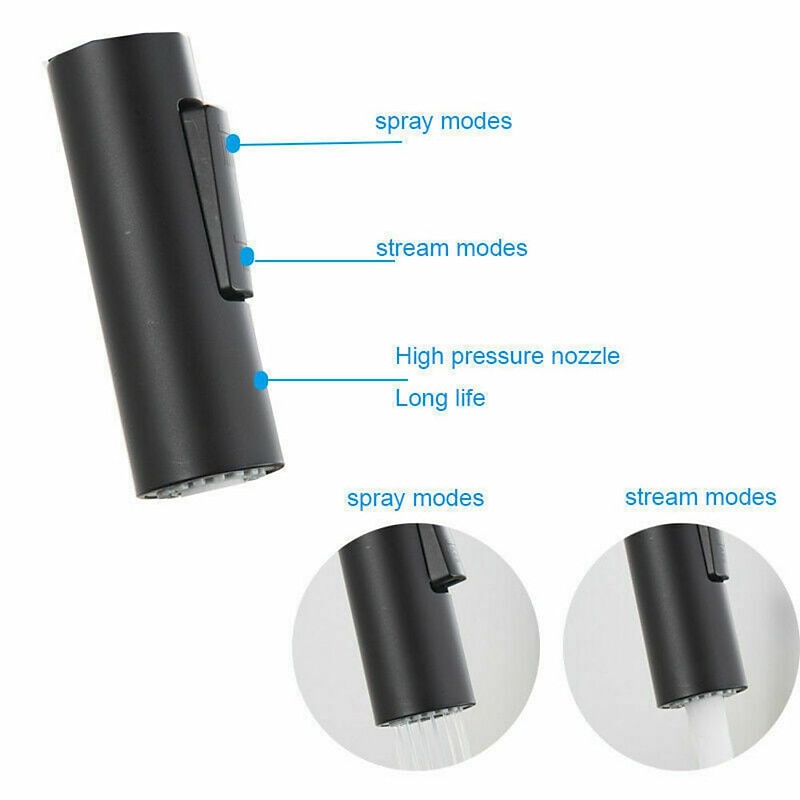 Kitchen Sink Mixer Faucet with Pull Out Sprayer, Stainless Steel Rotatable Vessel Tap, Rainfall/Waterfall Mode Spray Faucet, Black&Silver Kitchen Faucet Tap with Soap Dispenser4