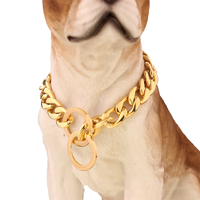 15mm Ebay Titanium Steel Stainless Steel Golden Pitbull Pet Large Dog Chain Pet Chain Collar4