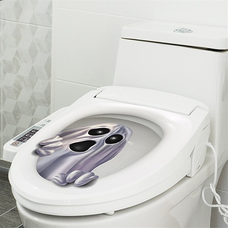 Toilet Stickers Funny Decorations Scary Toilet Cover Decoration 3D Horror Pattern DIY Bathroom Home Decor Skeleton Pumpkin Witch3
