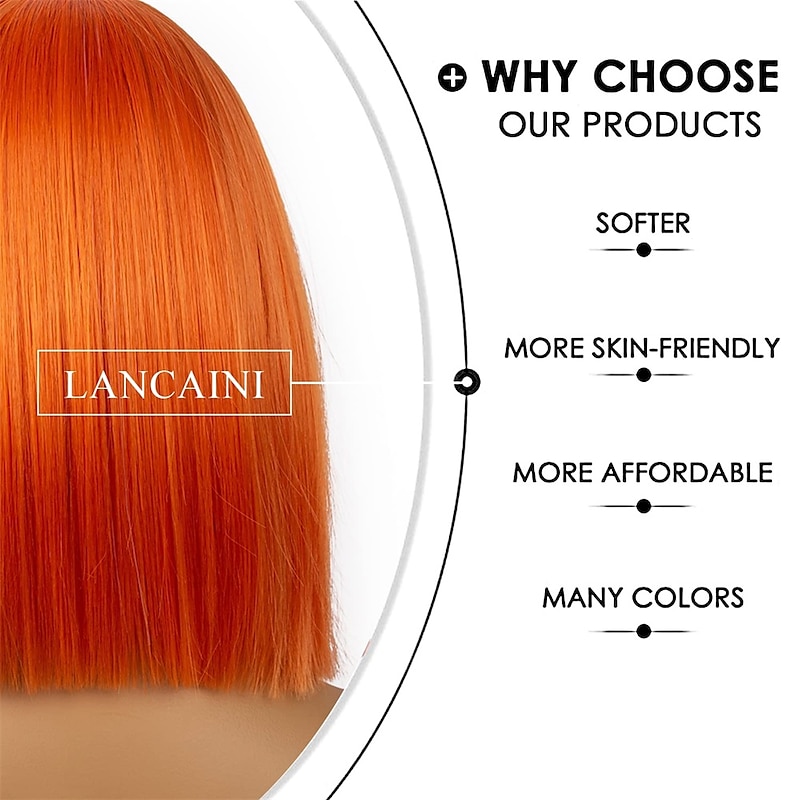 Short Bob Wigs with Bangs for Women Synthetic Straight Hair Bob Cut Wig Shoulder Length Fashion Bob Cosplay Wig for Girl Colorful Costume Wigs Halloween Wigs4
