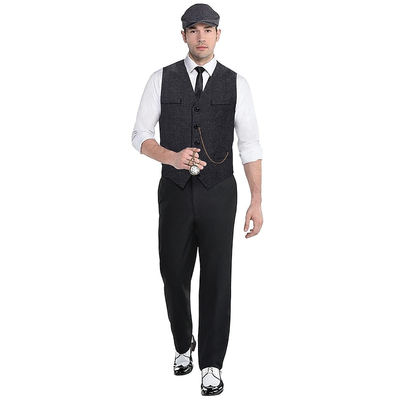 Classical Retro Vintage 1920s Vest Waistcoat The Great Gatsby Groomsmen Fancy Dress Men's Carnival Masquerade Wedding Party Wedding Guest Adults' Vest Spring Fall2
