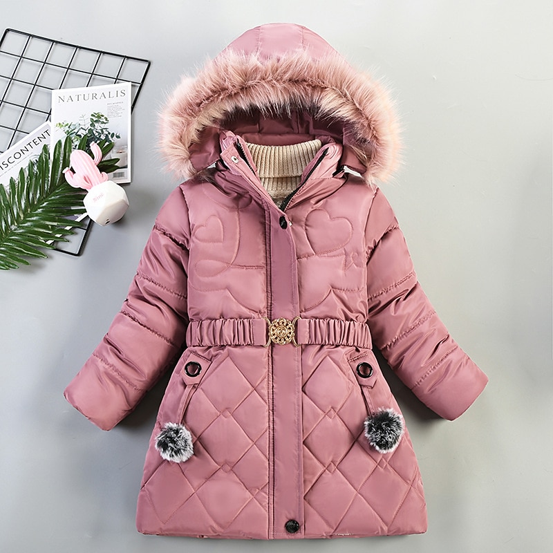 Girls' 3D Kids Puffer Jacket Plain Coat Down Coat Puffer Jacket Long Sleeve Fall Winter Basic Kids 2-8 Years Street Regular Fit3
