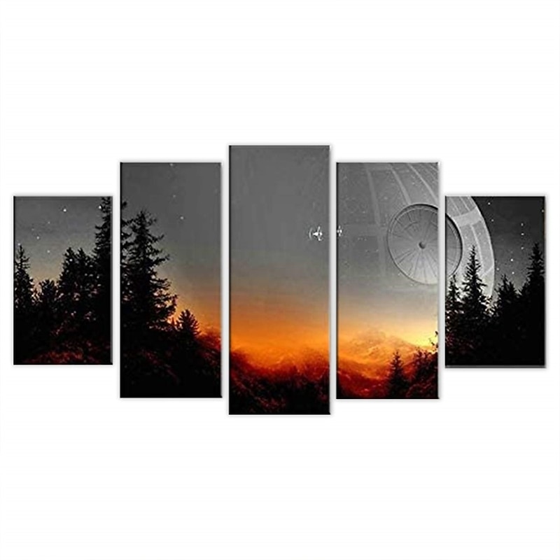 5 Panels Star Prints Star Wars Tree Death Modern Wall Art Wall Hanging Gift Home Decoration Rolled Canvas Unframed Unstretched Painting Core2