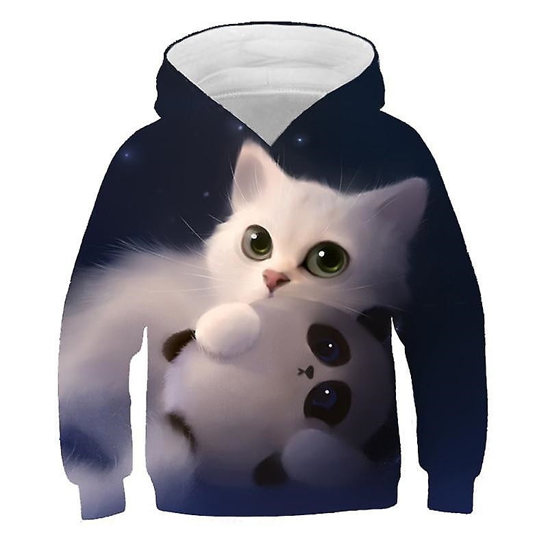 Girls' 3D Animal Cat Hoodie Long Sleeve 3D Print Fall Winter Cute Adorable Kids 3-13 Years Outdoor Daily Regular Fit2