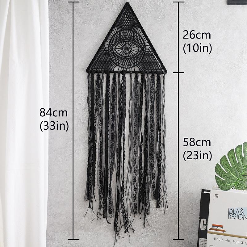 Devil Eye Dream Catcher Black Handmade Gift Feather Hook Flower Wind Chime Ornament Wall Hanging Decor Art Boho Style 26*58*84cm3