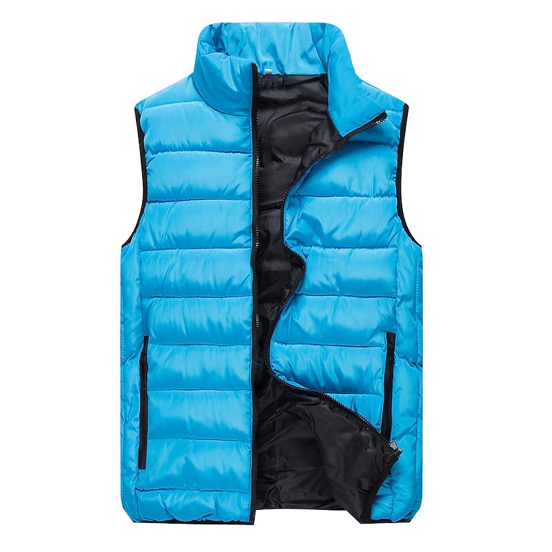Men's Padded Hiking Vest Quilted Puffer Jacket Sleeveless Outerwear Trench Coat Top Outdoor Thermal Warm Windproof Breathable Quick Dry Winter Cotton Nylon Kong Lan Black Orange Work Hunting Ski3