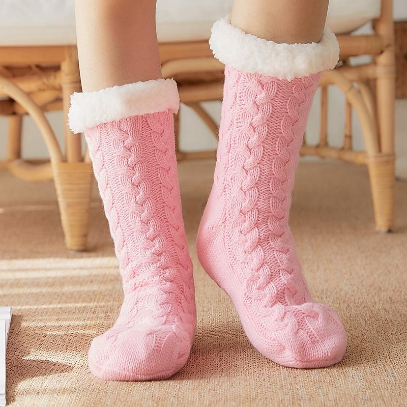Women's House Socks With Grippers Super Soft Warm Cozy Fuzzy Fleece-Lined Socks Stockings Autumn Winter Ladies Floor Socks4