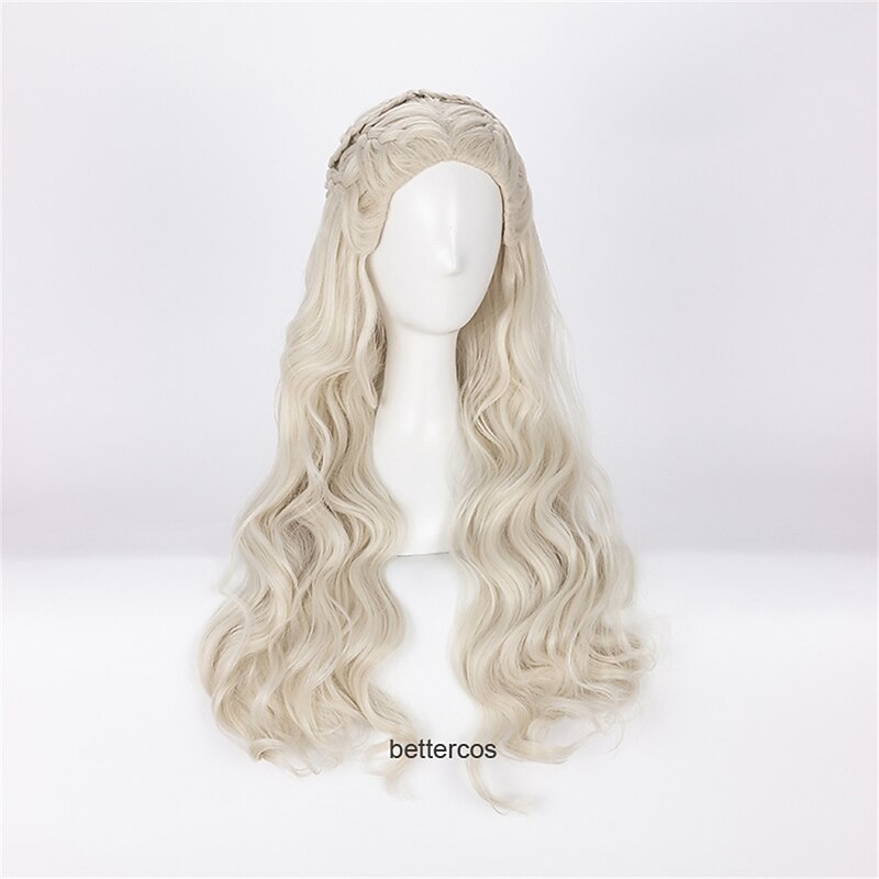House of the Dragon Daenerys Targaryen  Wig ong Wavy Dragon of Mother Heat Resistant Synthetic Hair Wig  Wig Cap Halloween Wigs2