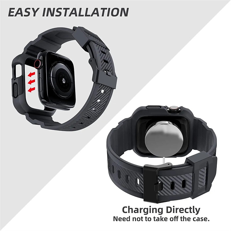 Military Protective Compatible with Apple Watch band 38mm 40mm 41mm 42mm 44mm 45mm 49mm Rugged TPU Strap Replacement Wristband for iwatch Series Ultra 8 7 SE 6 5 4 3 2 14