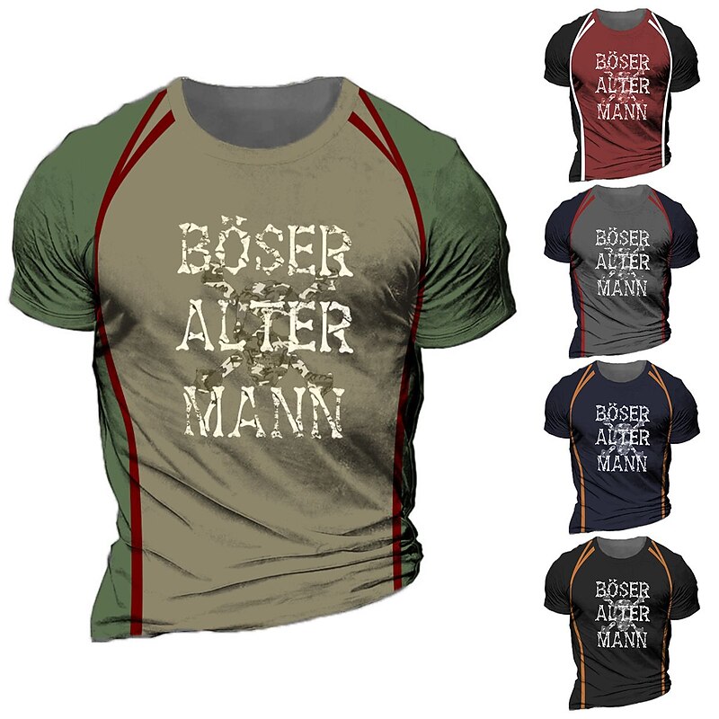 Men's Unisex Letter Graphic Prints T Shirt Funny T Shirts Short Sleeve T shirt 3D Print Crew Neck Shirt Vintage Sports Designer Outdoor Street Daily Black Red Navy Blue Summer Clothing Apparel S M L4