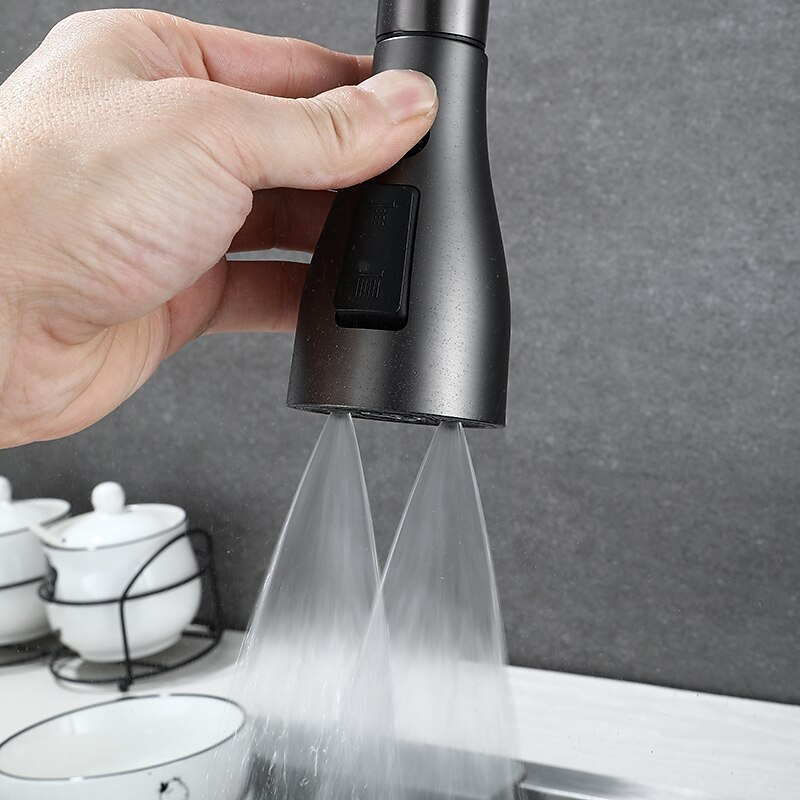 Kitchen Faucet with Pull-out Spray,Single Handle One Hole Rotatable Electroplated Pull-out / Pull-down / Standard Spout / Tall / High Arc Centerset Modern Contemporary Style Kitchen Taps4