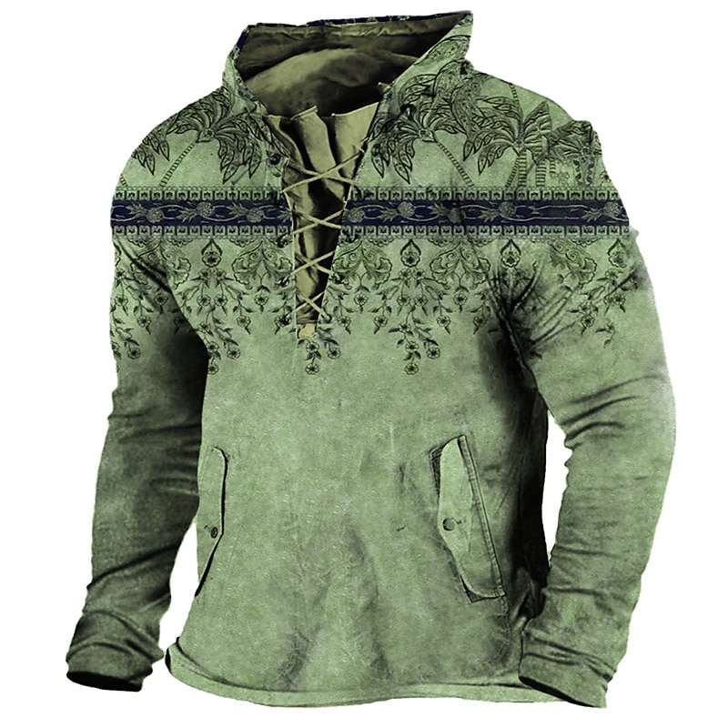 Men's Unisex Plants Graphic Prints Sweatshirt Long Sleeve Sweatshirt Hooded Designer Casual Big and Tall 3D Print Sports & Outdoor Daily Sports Lace up Print Spring &  Fall4