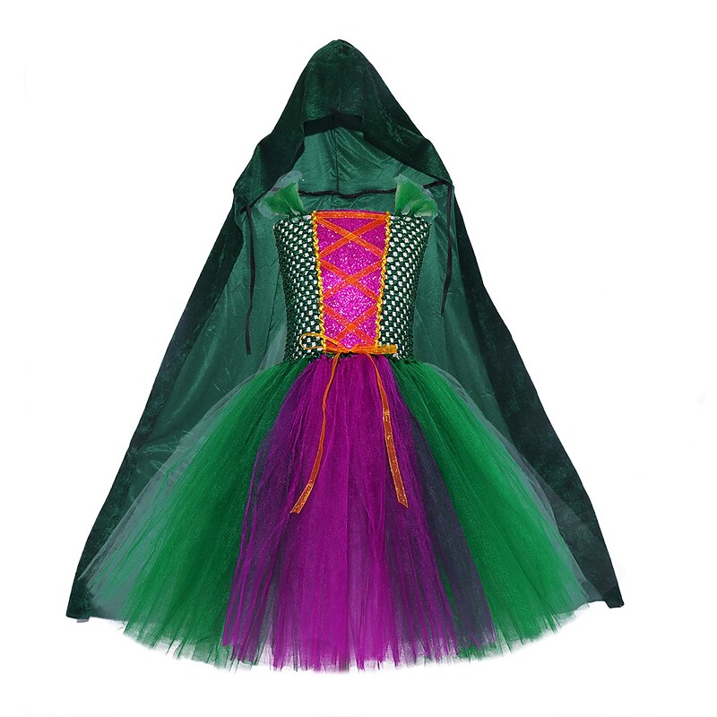 Hocus Pocus Witch Winifred Dress Cloak Masquerade Cosplay Costume Party Movie Cosplay for Girls' Kid's Masquerade2