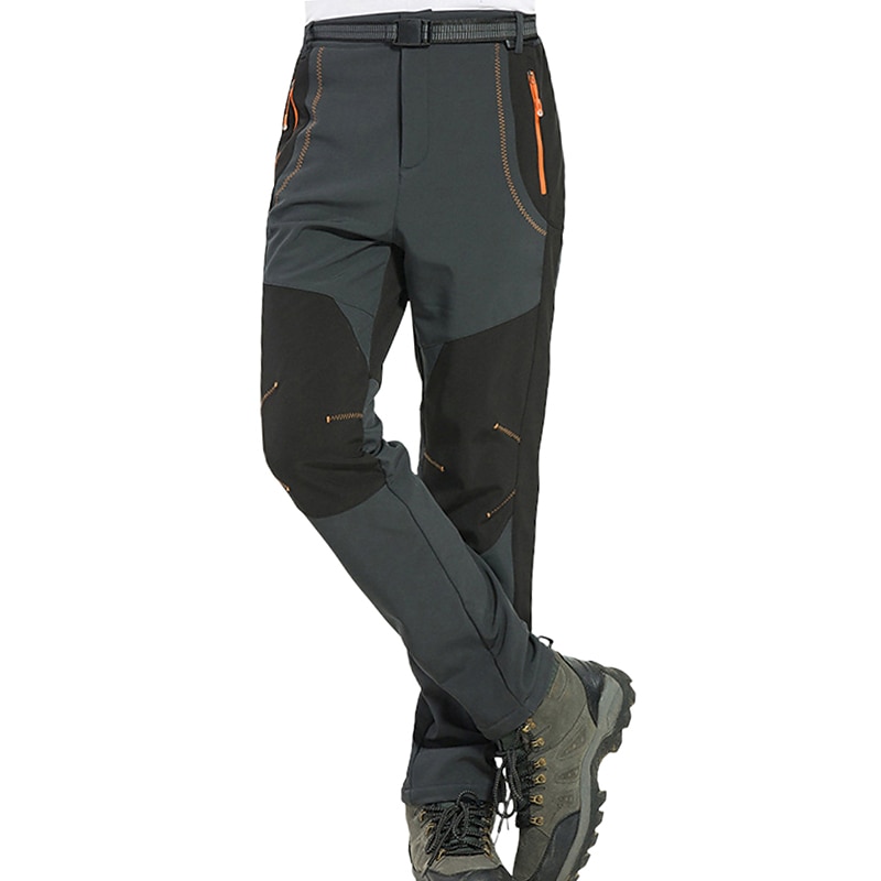 Men's Fleece Lined Pants Waterproof Hiking Pants Trousers Softshell Pants Winter Outdoor Thermal Warm Windproof Fleece Lining Pants / Trousers Bottoms Army Green Gray Black Hunting Fishing Climbing3