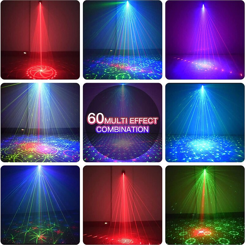 Party Lights Indoor DJ Disco Lights – Multi-Pattern Voice Activated Laser Lights, Flash Stage Projector for Home, Parties, Weddings, Karaoke and Holiday Decorations2