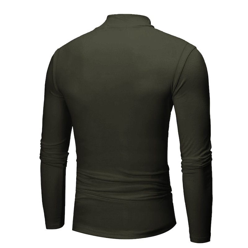 Men's Tee T-Shirt Outfits Turtleneck shirt Long Sleeve Shirt Rolled collar Stand Collar Winter Autumn / Fall Holiday Simple Casual Essential Casual Holiday Going out Black Army Green Red Top Tee for2