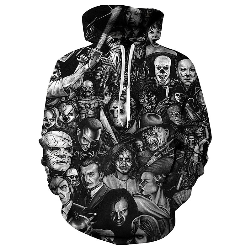 Halloween Skeleton Skull Ghost Death Hoodie Cartoon Manga Anime 3D Front Pocket Graphic For Couple's Men's Women's Adults' Halloween Carnival Masquerade 3D Print