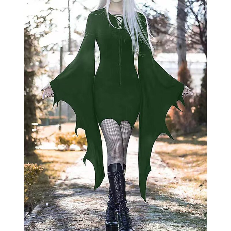 Retro Vintage Punk & Gothic Medieval Dress Masquerade Witch Witches Fancy Dress Women's Fantasy Steampunk Walpurgis Night Halloween Carnival Masquerade Halloween Party / Evening Adults' Dress3