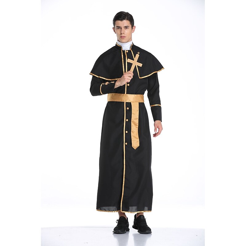 Priest Halloween Cosplay Costume Outfits Fancy Costume Cosplay Cosplay Costume Party Adults' Men's Halloween Carnival Easy Halloween Costumes Dress Up3