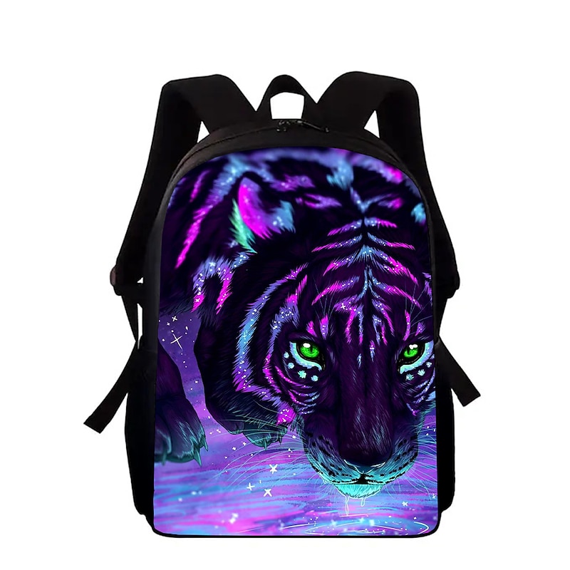 Electric Blue Leopard Backpack for Boys and Teens – Fierce Animal Print School Bag with Lightning Jungle Design3