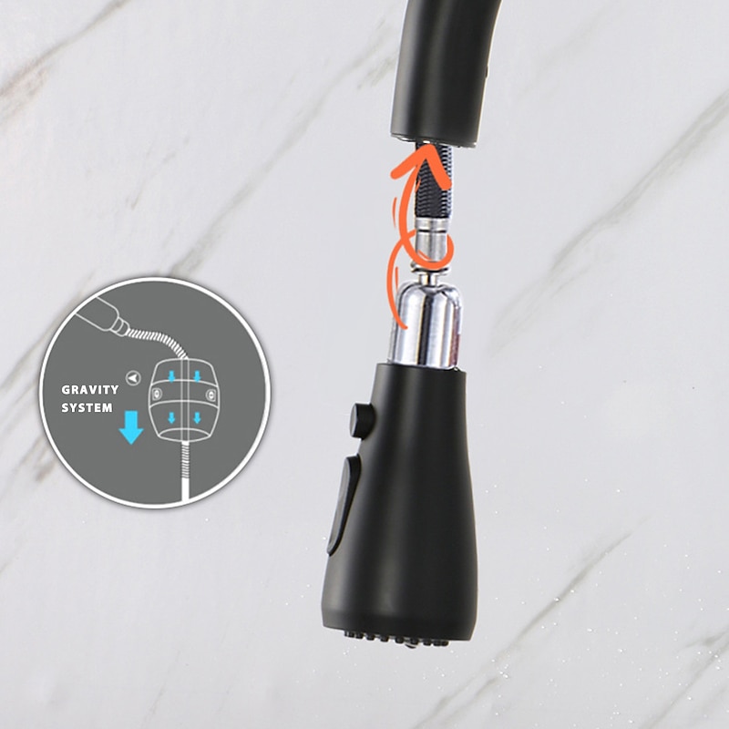 Kitchen Sink Mixer Faucet with Pull Out Spray, 360 Rotating Single Handle Pull Down Tap Nickel Brushed 304 Stainless Steel Deck Mounted Kitchen Vessel Taps4