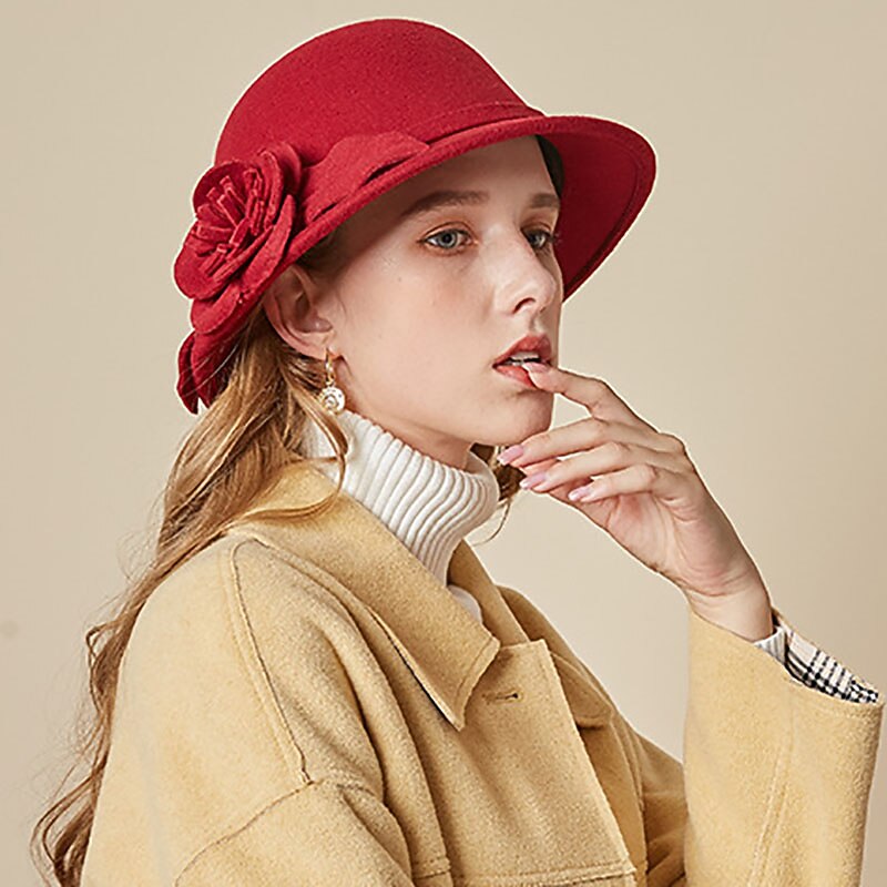 Hats Poly / Cotton Blend Bowler / Cloche Hat Bucket Hat Fedora Hat Casual Holiday Kentucky Cocktail Royal Astcot Fall Wedding Vintage Style Race Day Elegant With Appliques Split Joint Headpiece2