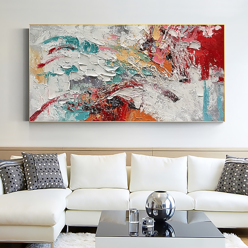 Handmade Oil Painting Canvas Wall Art Decor Original Colorful World Painting Abstract Landscape Painting for Home Decor With Stretched Frame/Without Inner Frame Painting