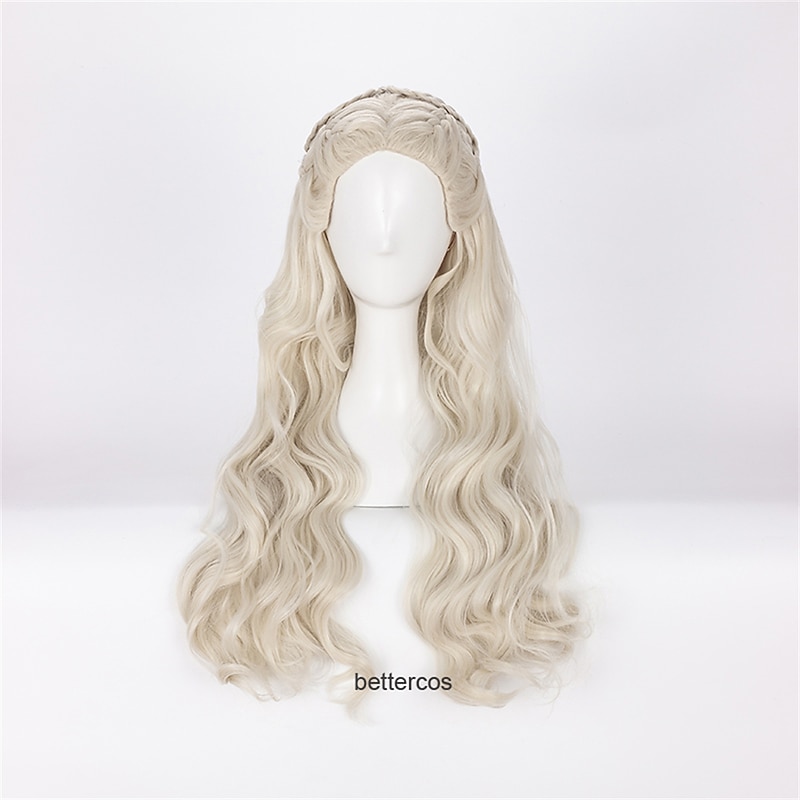 House of the Dragon Daenerys Targaryen  Wig ong Wavy Dragon of Mother Heat Resistant Synthetic Hair Wig  Wig Cap Halloween Wigs