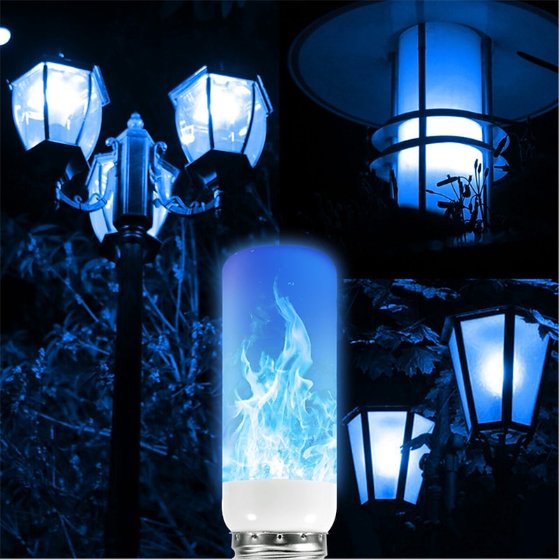 LED Fire Flame Bulb Lights 4 Modes Dynamic Flickering Effect Lamp Gravity Sensor for Indoor Outdoor Home Party Halloween Decoration 1/4pcs3