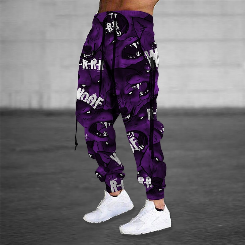 Men's Sweatpants Joggers Trousers Drawstring Side Pockets Elastic Waist Graphic Prints Comfort Breathable Sports Outdoor Casual Daily Cotton Blend Terry Streetwear Designer Red Blue Micro-elastic4