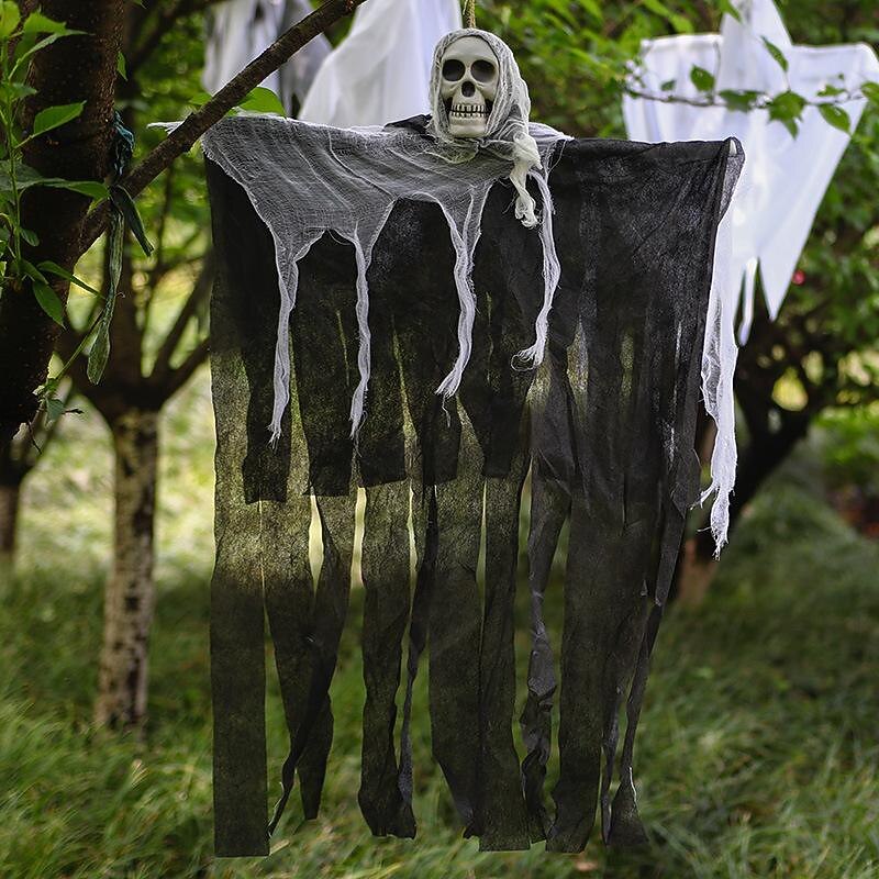Halloween Decoration Hanging Ghost Cross-Border Special For Skeletons, Gauze, Ghost Faces, Scary Props At The Door Of The Haunted House, Ghost Pendant