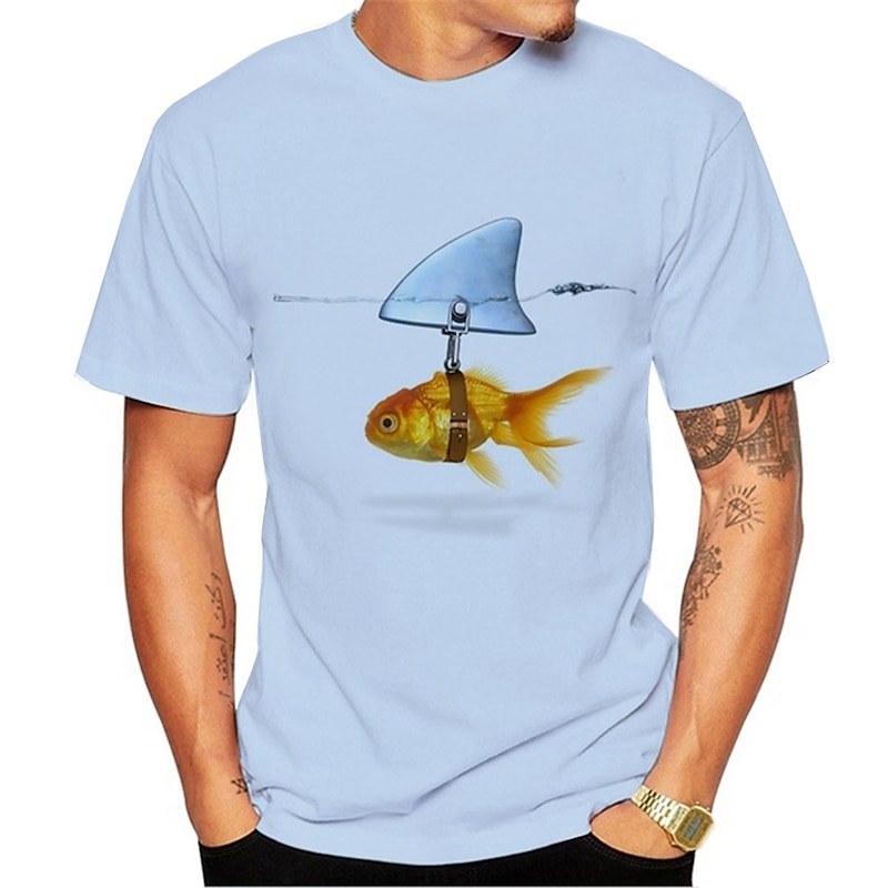 Men's Graphic Animal Fish Shirt T Shirt Short Sleeve T shirt 3D Print Round Neck Shirt Cute Casual Daily Holiday White Blue Brown Summer Clothing Apparel Normal S M L XL XXL 3XL2