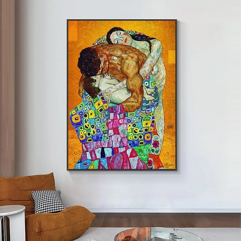 Abstract Vintage Gustav Klimt Oil Painting Handmade Painted Wall Art On Canvas Modern Home Decor Gift Rolled Canvas No Frame Unstretched Living Room2