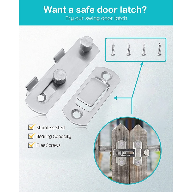 Stainless Steel Hasp Latch Lock Door Lock Guard Latch Boltfor Sliding Door Window Cabinet Fitting for Home Security Door Hardware Accessories3