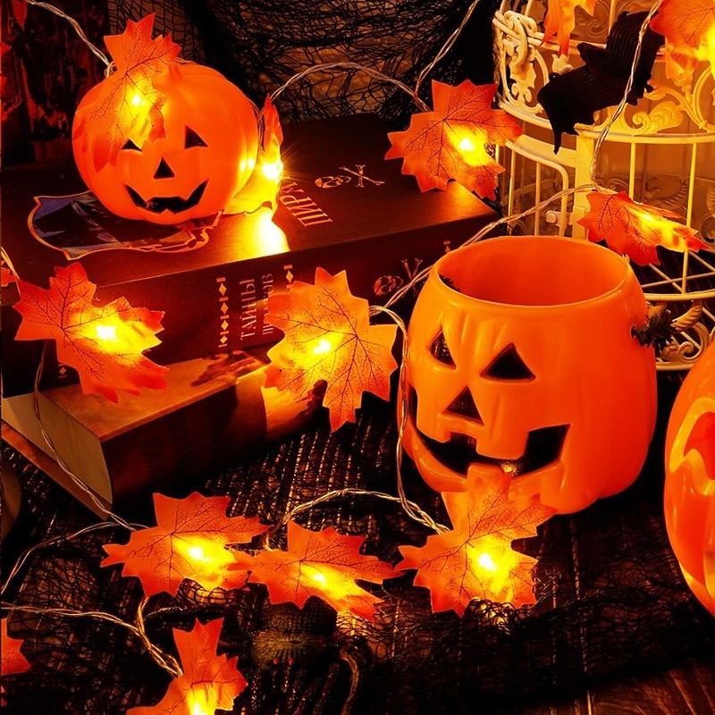 Maple Leaf String Lights Fall Decoration Fall Garland Lights 3m 20LEDs Battery Operated for Outdoor Home Thanksgiving/Halloween Party Decoration4