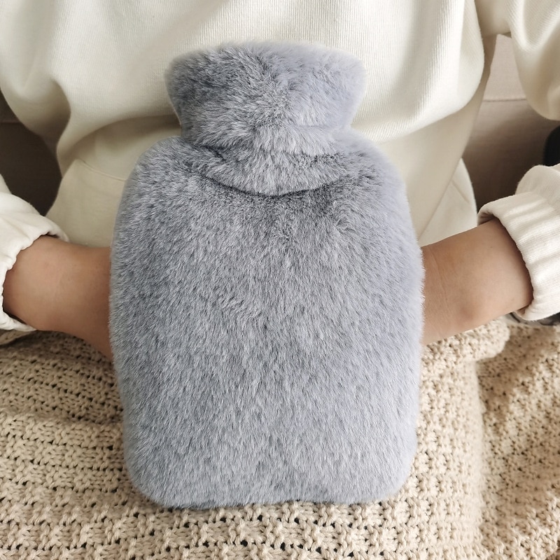 Hot Water Bottle Hot Water Bag With Plush Cover 1 Liter For Cramps, Pain Relief, Removable Hot Cold Pack Hot Water Bed Warmer