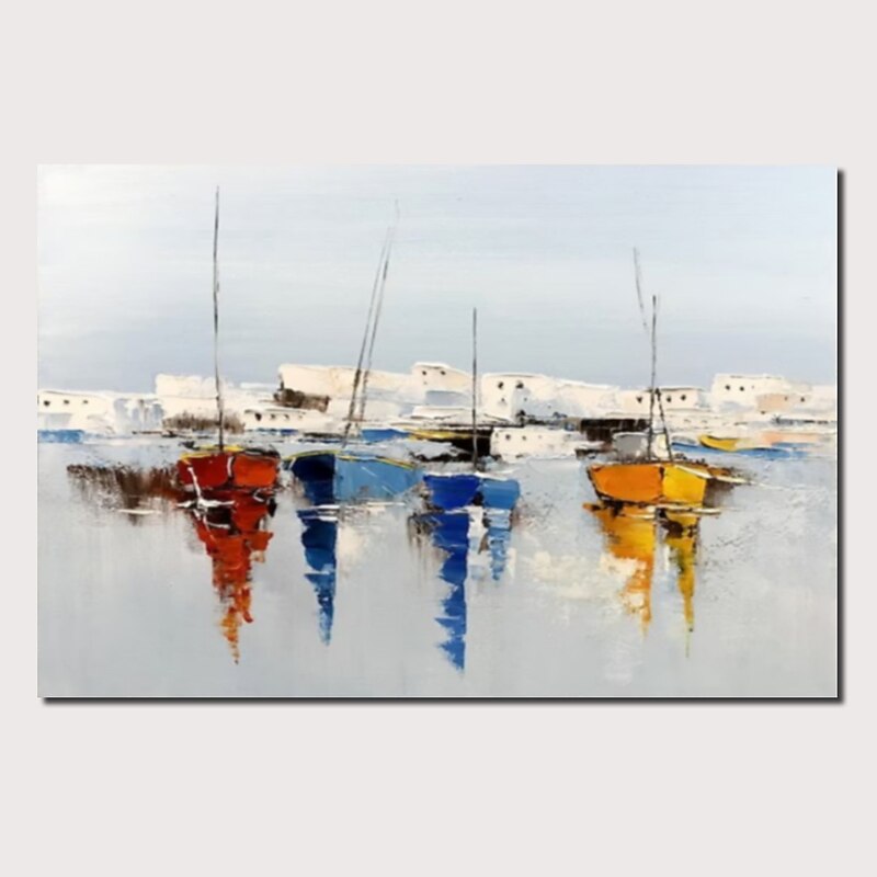 Handmade Oil Painting Canvas Wall Art Decorative Abstract Knife Painting Landscape White For Home Decor Rolled Frameless Unstretched Painting3