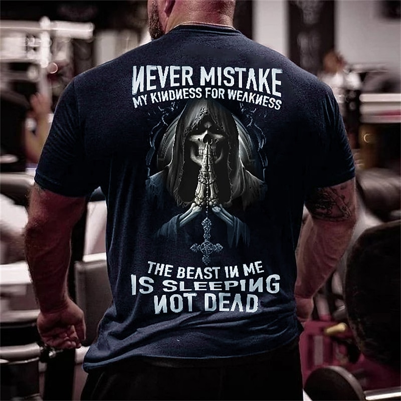 Men's Grim Reaper Letter T Shirt Graphic Tee Funny T Shirts Short Sleeve T shirt 3D Print Crew Neck Shirt Vintage Fashion Designer Street Casual Daily Black Yellow Red Summer Clothing Apparel S M L4