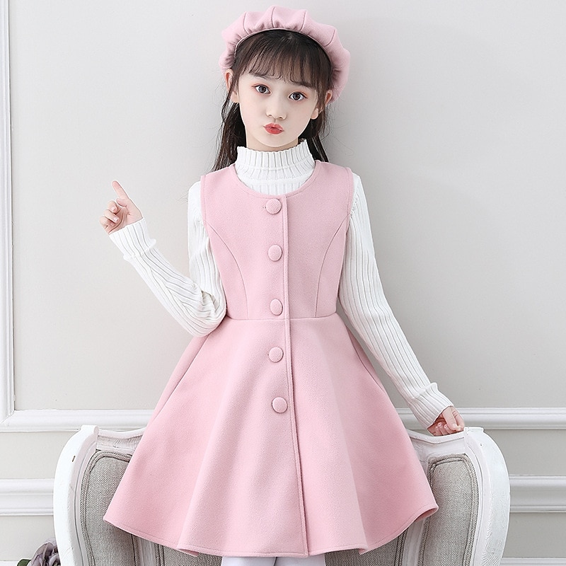 Girls' 3D Plain Coat Long Sleeve Fall Winter Cute Adorable Kids 3-12 Years Daily Regular Fit3