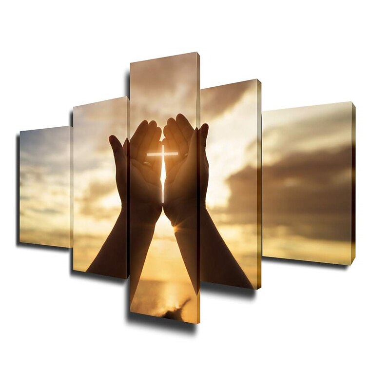 5 Panels Religious Prints Jesus Hands Resurrected Modern Wall Art Wall Hanging Gift Home Decoration Rolled Canvas Unframed Unstretched Painting Core3