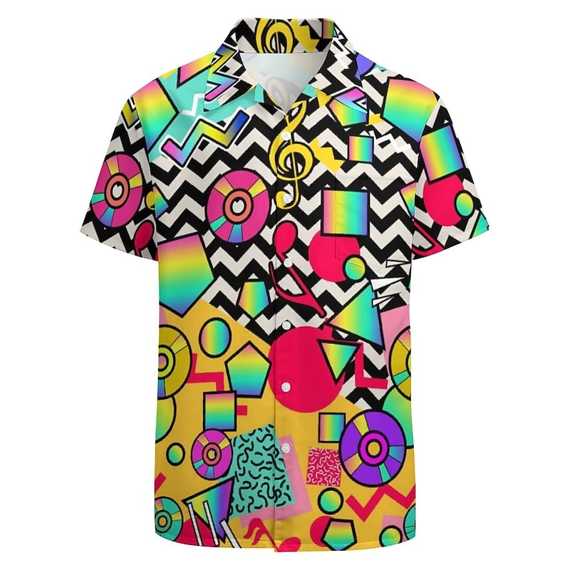 Retro Vintage 1980s Masquerade Fancy Dress Men's Halloween Carnival Masquerade Party / Evening Bachelorette Party Pride Parade Adults' Shirt2