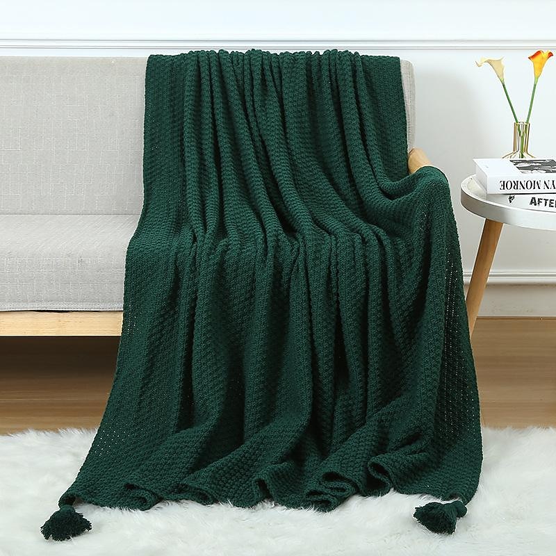 Throw Blankets for Couch with Tassel,Burnt Orange Knitted Throw Blanket for Bed, Super Soft Warm Large Throws for Home