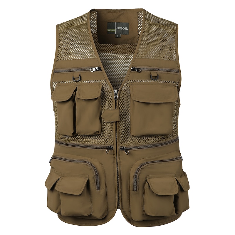 Men's Fishing Vest Hiking Vest Summer Outdoor Lightweight Work Safari Travel Photo Vest with 16 Pockets Breathable Quick Dry Mesh Polyester Orchid Black Light Green Hunting